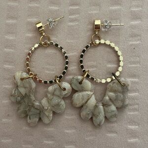 Gold & cream statement earrings